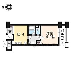 パインフィールド洛東 1DKの間取図画像