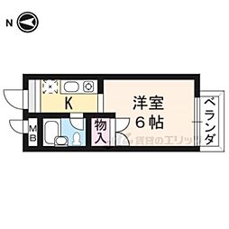 ヴィラ山科南 1Kの間取図画像