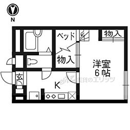 レオパレスPine 1Kの間取図画像