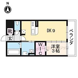 ルミエール京都 1DKの間取図画像