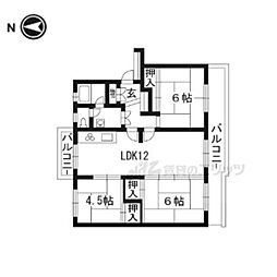 宇治おぐら住宅6棟 3LDKの間取図画像