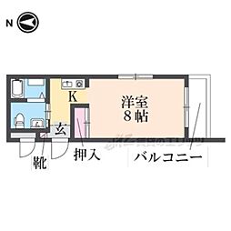 シティハウス丹波橋 1Kの間取図画像