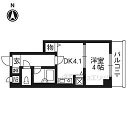 ライオンズマンション五条大宮第2 1Kの間取図画像
