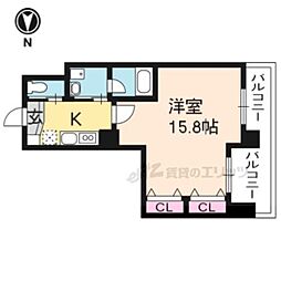 グランレブリー洛西口 1Kの間取図画像