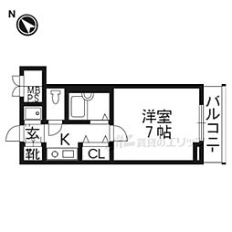 リーガル京都河原町3 1Kの間取図画像