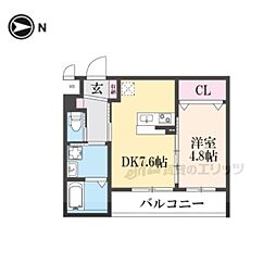 LEI CORT椥辻I 1DKの間取図画像
