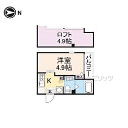 Cielo東寺 1Kの間取図画像