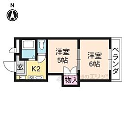 プリマベーラ西京極 2Kの間取図画像