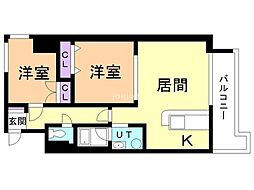 ソシオ山下通り 5階2LDKの間取り