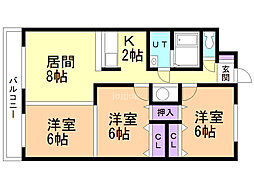 フェイマスKITAMI3番館 3LDKの間取図画像