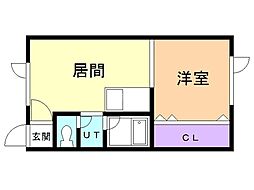 Ｌハイツ 2階1DKの間取り