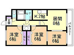 フェイマスＫＩＴＡＭＩ　1番館 7階3LDKの間取り