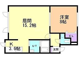 グリーン・パル1 1階1LDKの間取り