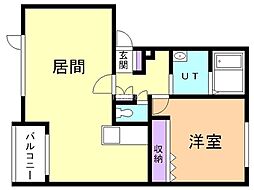 Ｋ’ｓ　Ｈｉｌｌ 1階1LDKの間取り