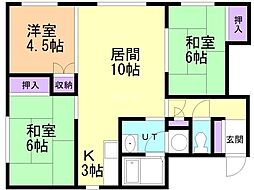 夕陽ケ丘ハイツ 3LDKの間取図画像