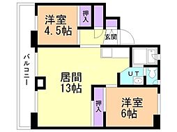 ビレッジハウス双葉1 2LDKの間取図画像