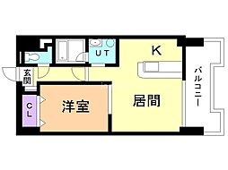 ソシオ山下通り 2階1LDKの間取り
