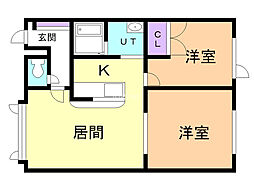 コーポTAR5 2LDKの間取図画像