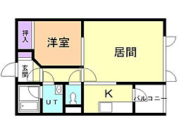 ハイツあしたば 1LDKの間取図画像
