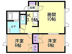 グレイス小泉2 2LDKの間取図画像