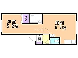 サンクレスト東陵 1LDKの間取図画像