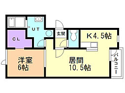 グラビス文京 1LDKの間取図画像