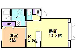 サンプレイスW-2 1LDKの間取図画像