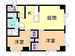 ナカシン中央ビル 2LDKの間取図画像