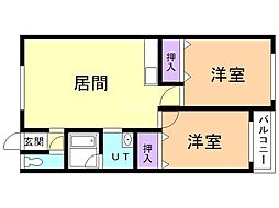 パークハイツB 2LDKの間取図画像