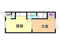 K・Iハイツ 1LDKの間取図画像