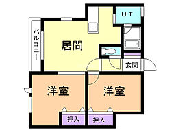 グローバーハイツ 2LDKの間取図画像