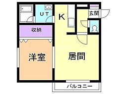 ラピュタハイツ 1LDKの間取図画像