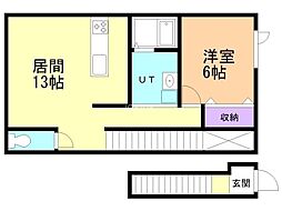 Iris.1 1LDKの間取図画像