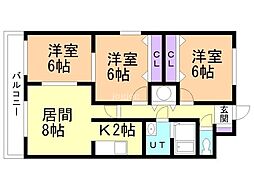 フェイマスＫＩＴＡＭＩ　1番館 5階3LDKの間取り