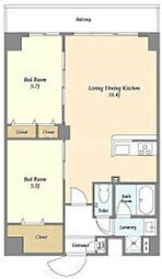 アルファコート亀戸2 2LDKの間取図画像