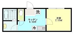 フェリチタ住吉 1階1Kの間取り