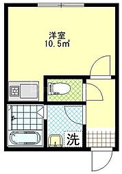 フェリチタ住吉 2階ワンルームの間取り