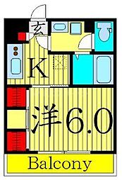 JR総武本線 新小岩駅 徒歩7分の賃貸マンション 3階1Kの間取り