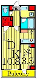 東武伊勢崎線 曳舟駅 徒歩4分の賃貸マンション 2階1LDKの間取り