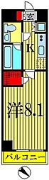 東武伊勢崎線 東向島駅 徒歩6分の賃貸マンション 6階1Kの間取り