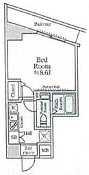 京成押上線 京成曳舟駅 徒歩9分の賃貸マンション 2階1Kの間取り
