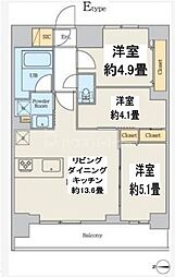 都営浅草線 本所吾妻橋駅 徒歩2分の賃貸マンション 8階3LDKの間取り