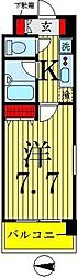 都営大江戸線 両国駅 徒歩4分の賃貸マンション 7階1Kの間取り