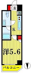 グランヴァンミッドイースト押上 1Kの間取図画像