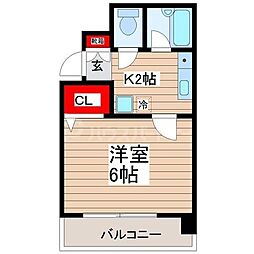 モンシェール錦糸町 1Kの間取図画像