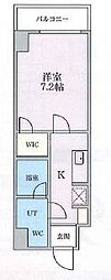 プレール・ドゥーク菊川 1Kの間取図画像