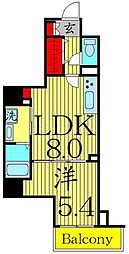 オークレジデンス亀沢 1LDKの間取図画像