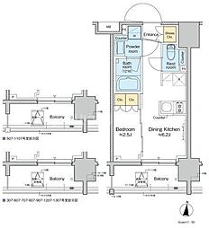 プラウドフラット亀戸ステーションPLACE 1DKの間取図画像