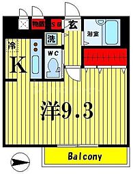 レニエ・ラ・ヴェルトゥ ワンルームの間取図画像