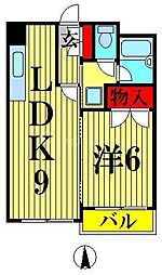 フォルジュ・山田 1LDKの間取図画像